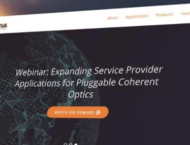 Acacia Communications Website Homepage on laptop