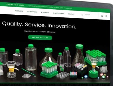 CELLTREAT Scientific Products website on laptop screen