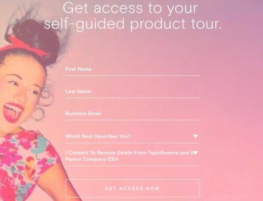 B2B Website Examples: Tapfluence Homepage 9 CTA.