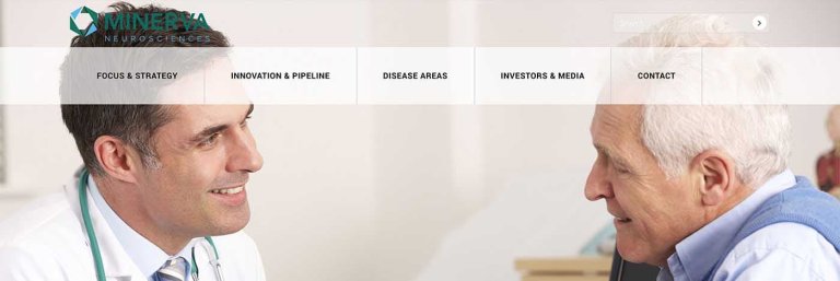 Biotech Web Design Example: Minerva Neurosciences.