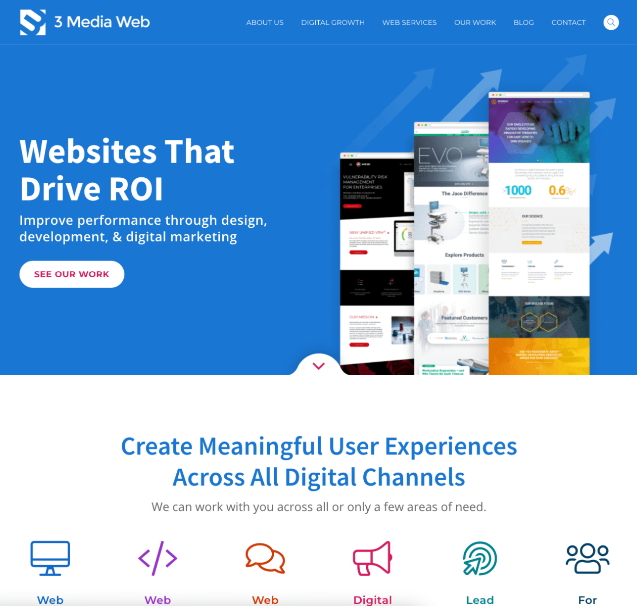 The 2020 refresh of the 3 Media Web homepage built by a team of twenty web experts.