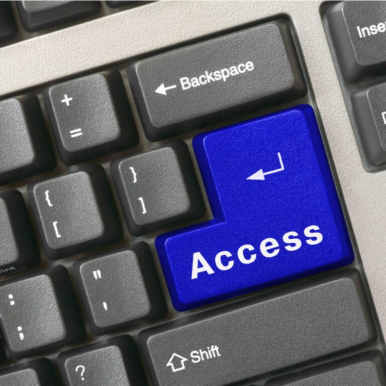 Blue keyboard Enter key labeled Access, representing website accessibility