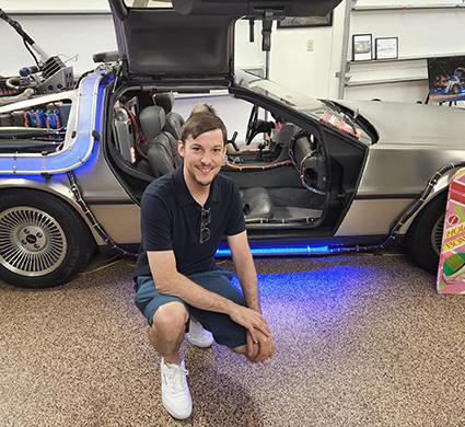 Mike in front of Delorean