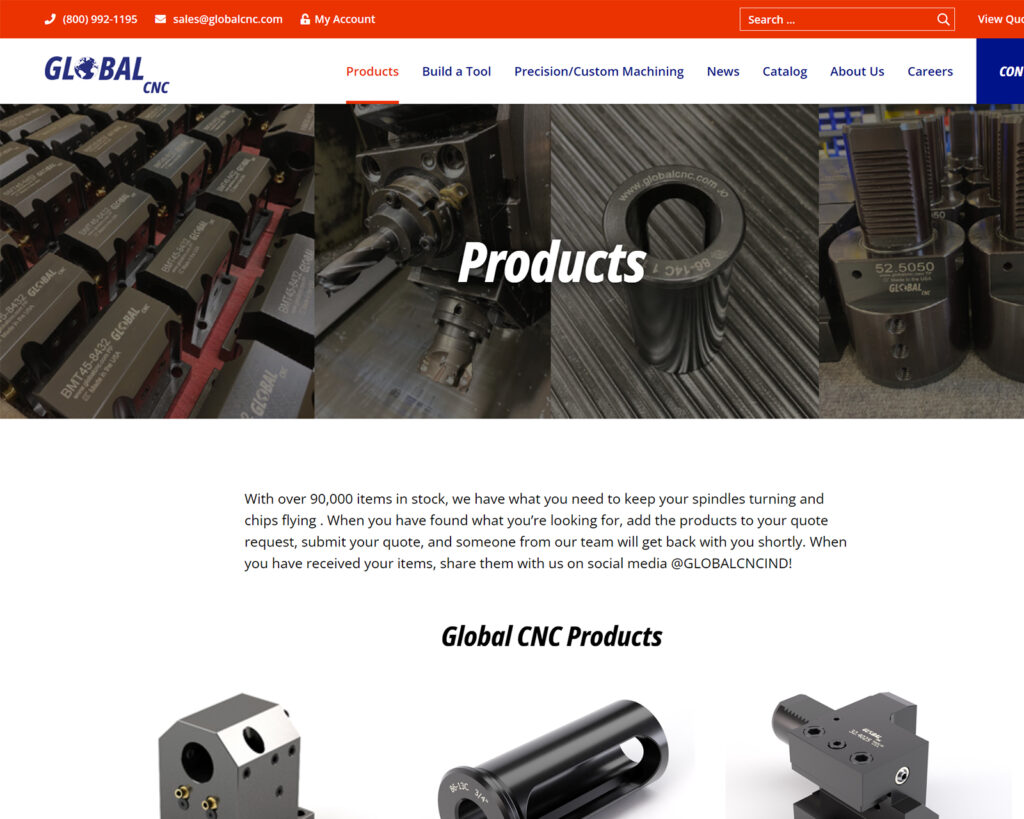 Global CNC Products Page After