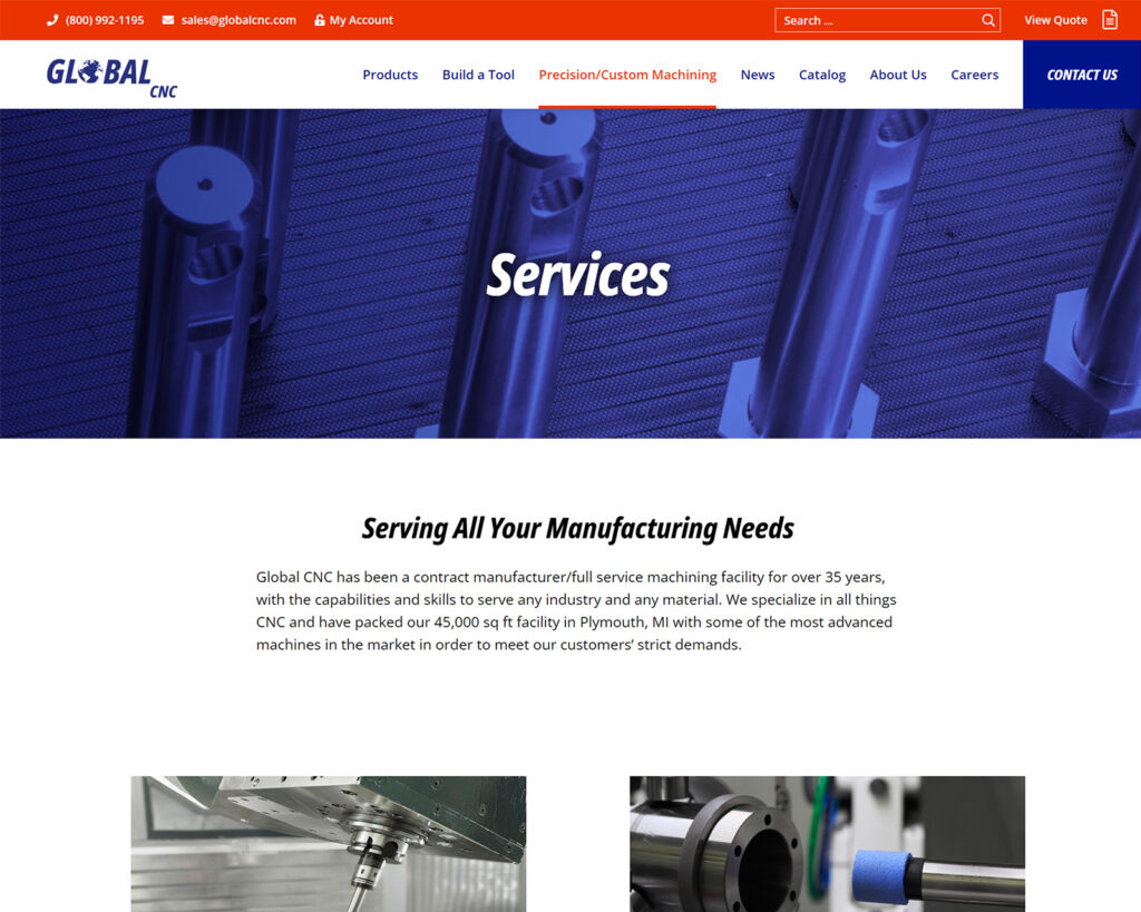 Global CNC Services Page After