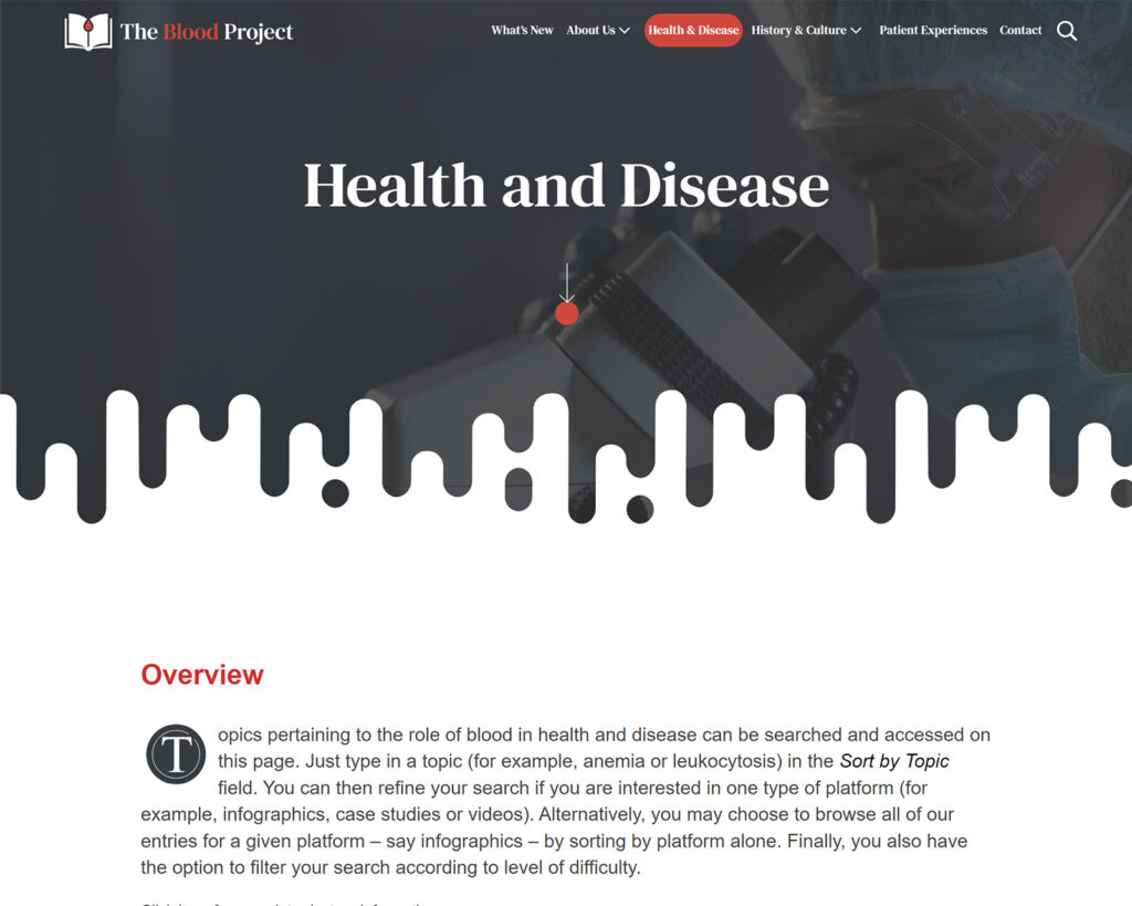 The Blood Project Health and Disease Page