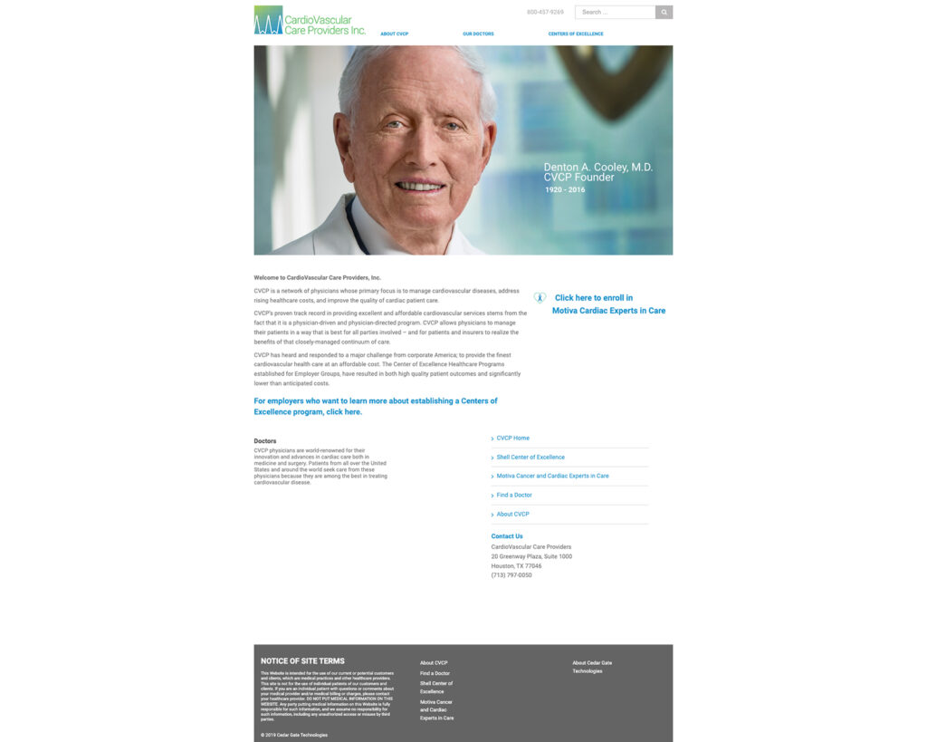 CardioVascular Care Providers Homepage - Before
