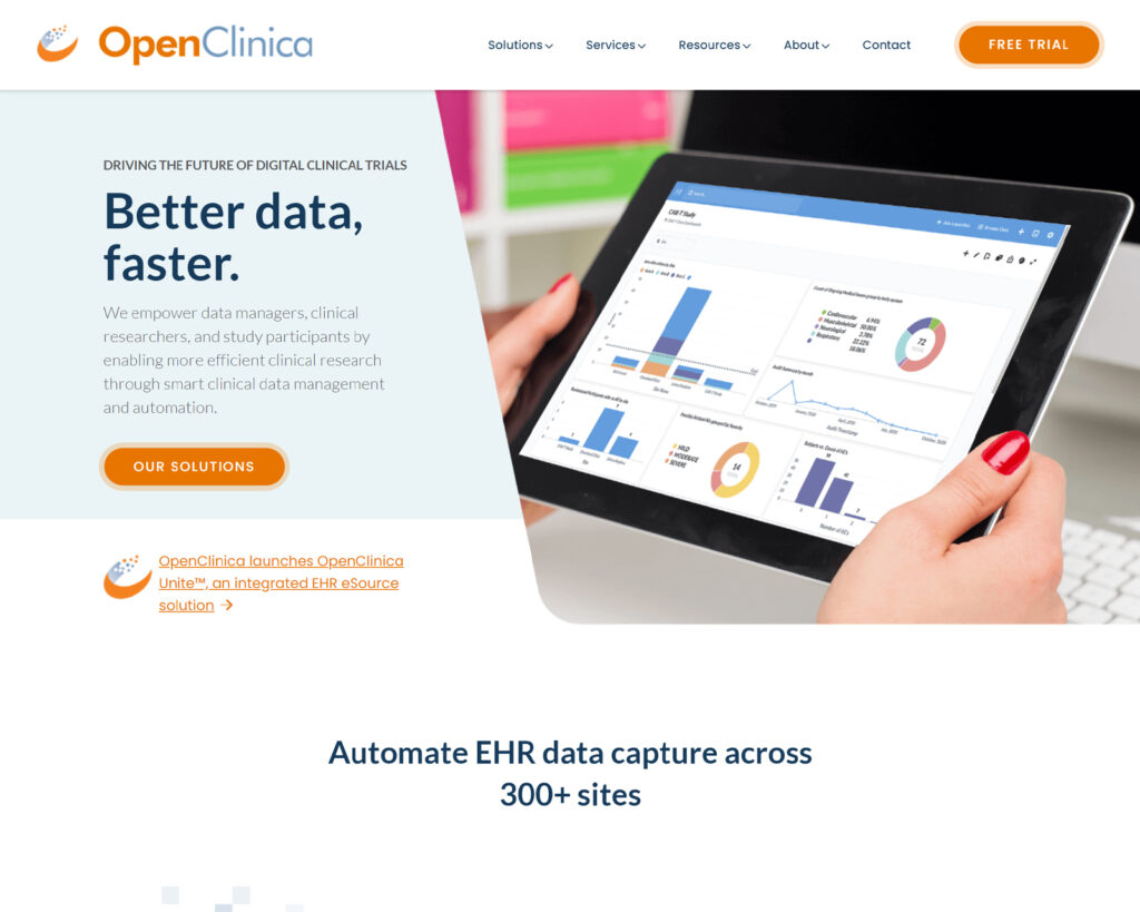 OpenClinica Home Page After