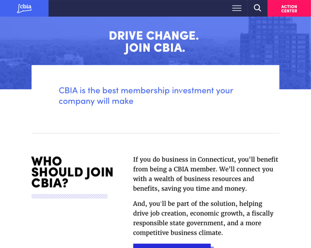 CBIA Homepage Before Image