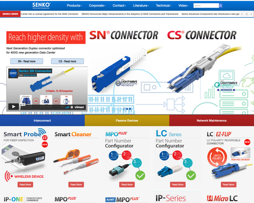 Senko Advanced Components Homepage Before image