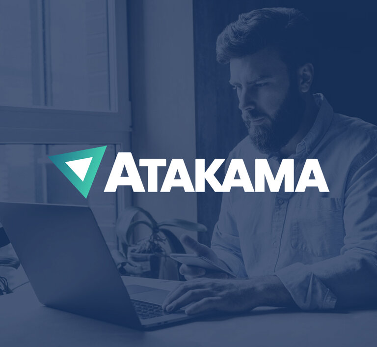 Redesigned Atakama cybersecurity website launch header built in custom WordPress by 3 Media Web