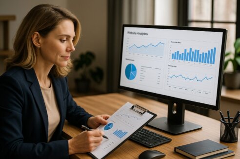 CMO reviews website results for the latest quarter.