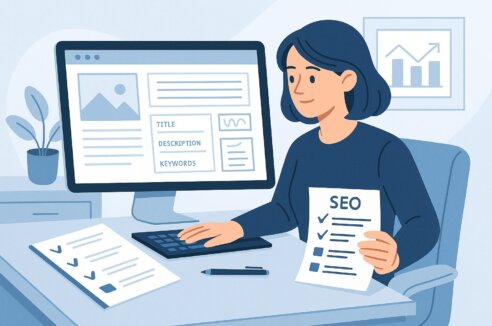 A marketer works to improve the SEO of her website.