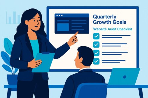 A marketing leader presents quarterly growth goals to the team.