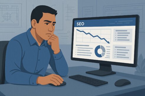 A professional marketer reviews a decline in organic site traffic.