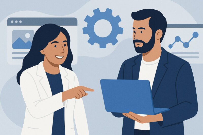 Website partners review website goals.