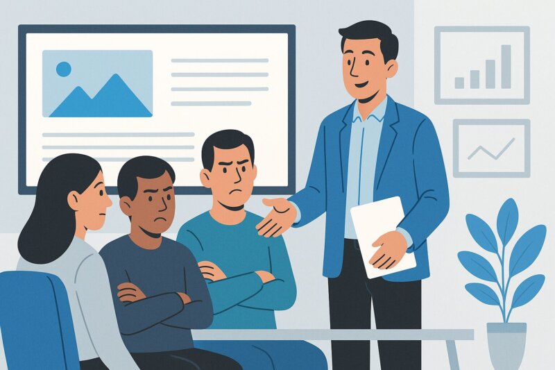 A CMO meets with a skeptical marketing team.