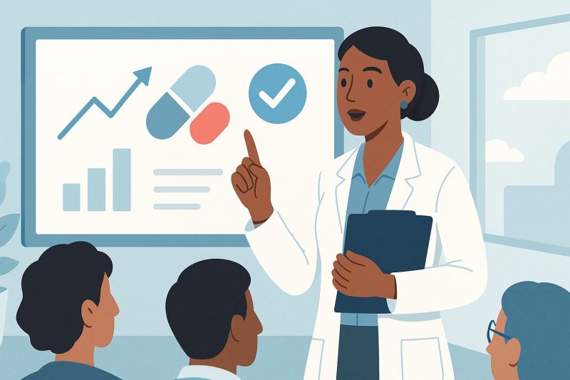 A pharma company talks marketing strategy.