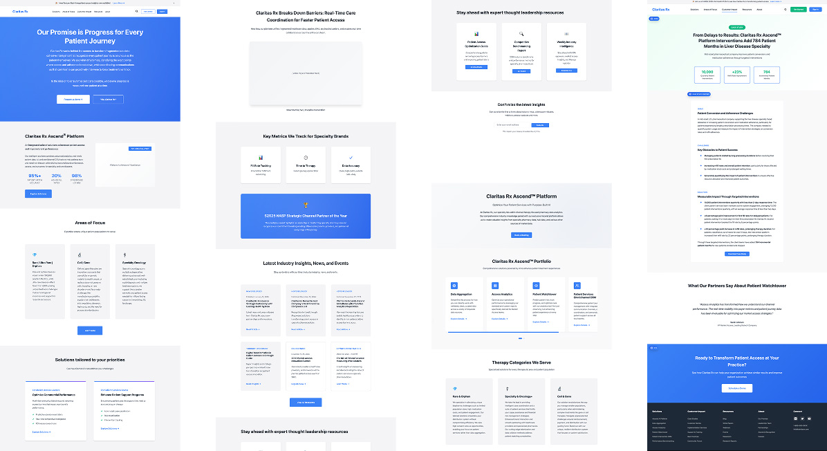 Wireframes from the Claritas Rx website redesign