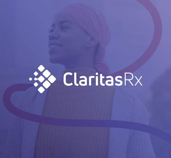 Claritas Rx logo over patient photography — healthcare website redesign