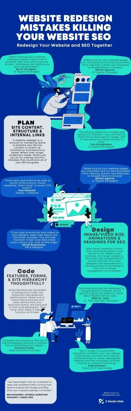 Infographic checklist of common SEO mistakes to avoid during a website redesign.