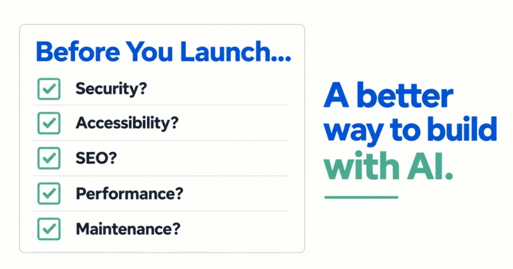 Before-launch checklist for security, accessibility, SEO, performance, and maintenance