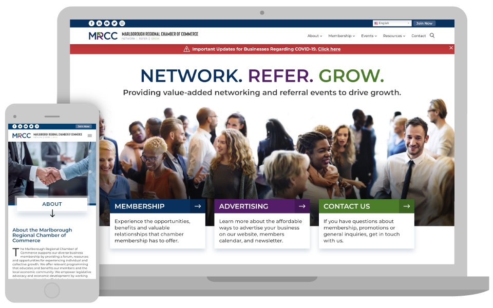 The MRCC homepage after the modern website design project by 3 Media Web.