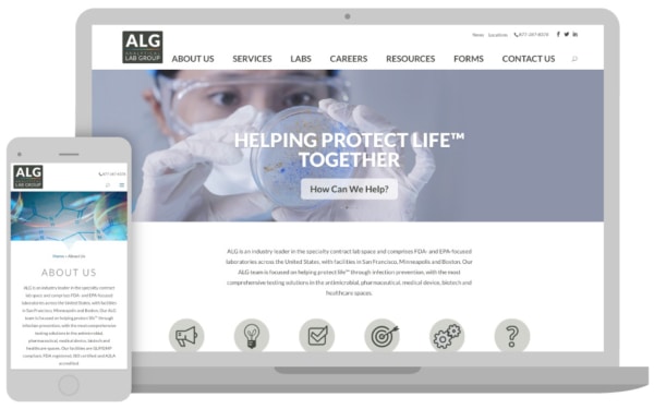 ALG homepage on desktop and smart phone