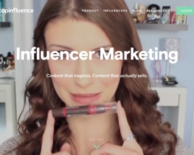 B2B Website Examples: Tapfluence Homepage 1 Video.