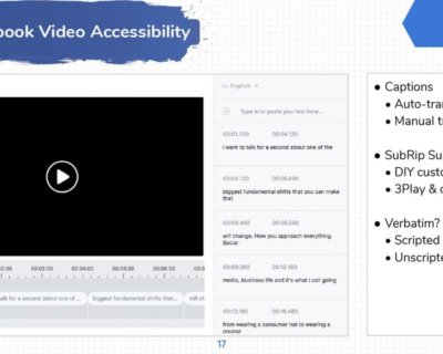 Facebook video accessibility options on desktop.