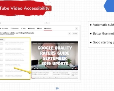 YouTube Video Accessibility Screenshots.