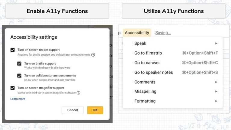 Google Slides Accessibility Functions.