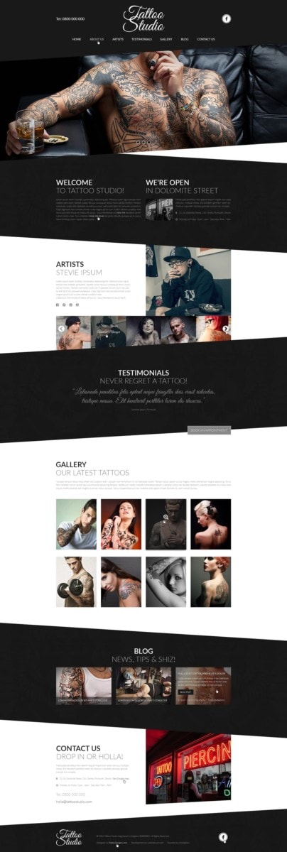 Edgy Web Design Example 2: Tattoo Studio.