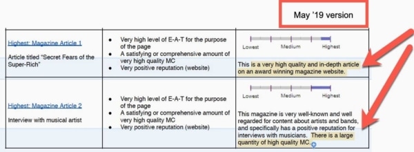 Google Quality Raters Guide, Sep 2019 Update 10 - Magazine Quality: Old.