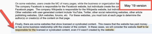 Google Quality Raters Guide, Sep 2019 Update 2 - Syndicated Content Quality: Old.