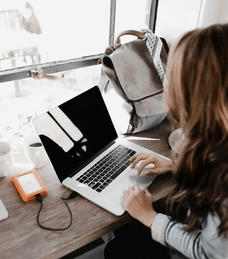 woman writing article