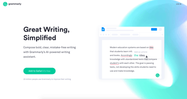 Great B2B Web Designs: Grammarly