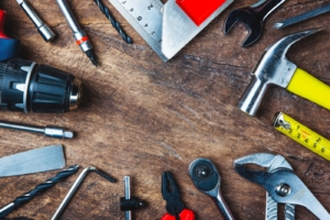 Tools on wooden table