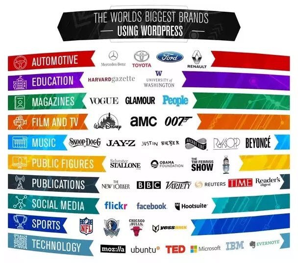 Chart showing worlds largest brands using WordPress