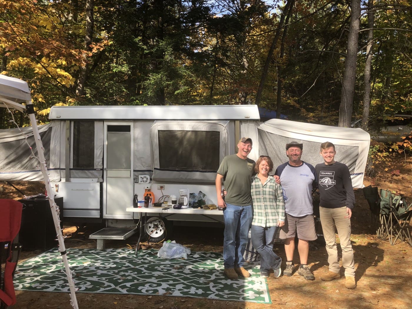 Mary camping with her family.