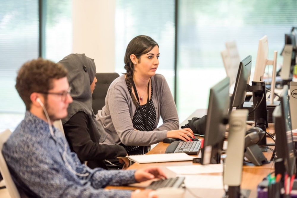 employees working at computers 