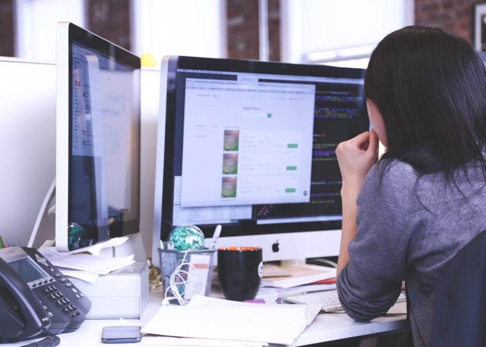 woman working at nonprofit office space