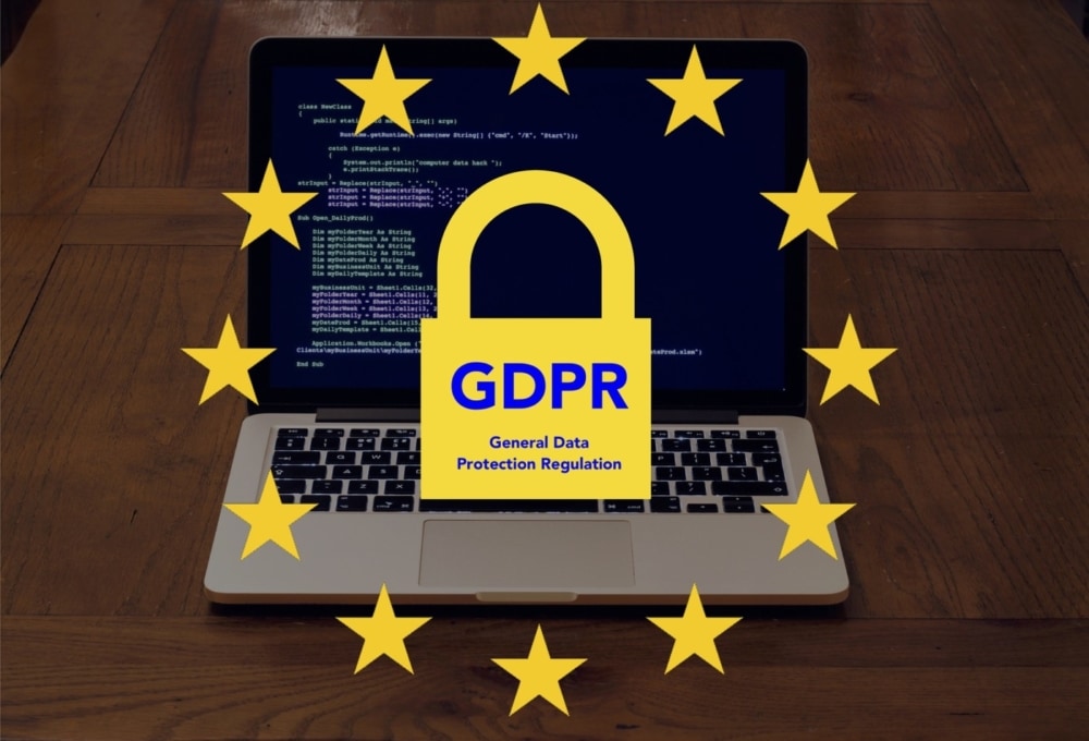 laptop computer screen with the GDPR logo overlay