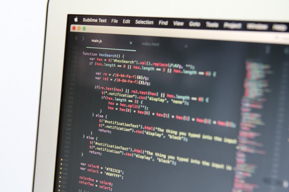 computer screen displaying clean code for website