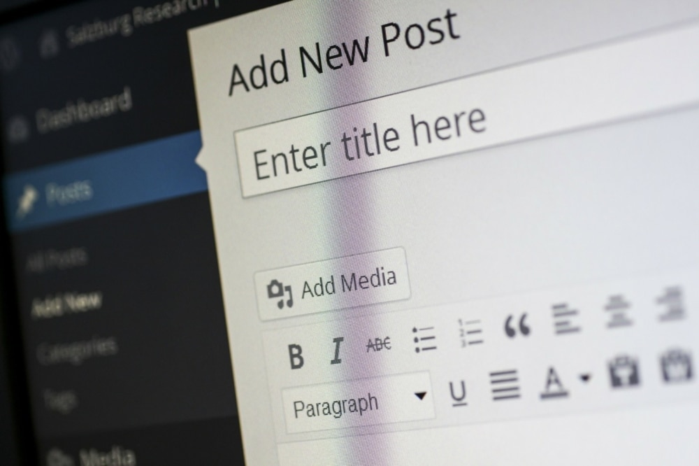 wordpress blog post screen